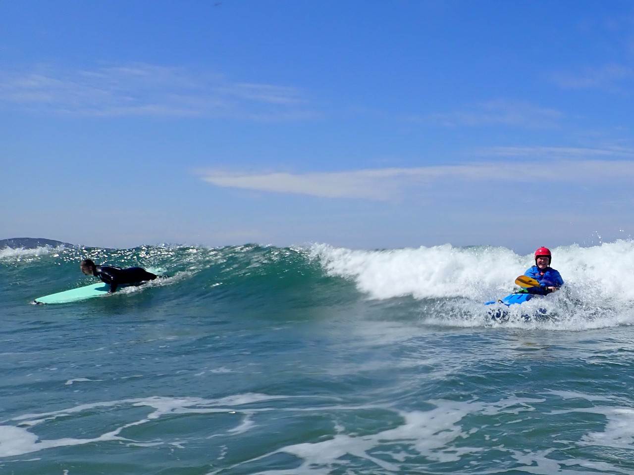 A picture containing outdoor, water, sky, riding
Description automatically generated