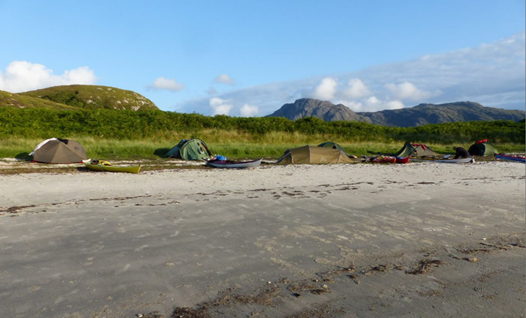 A group of tents on a beach

Description automatically generated